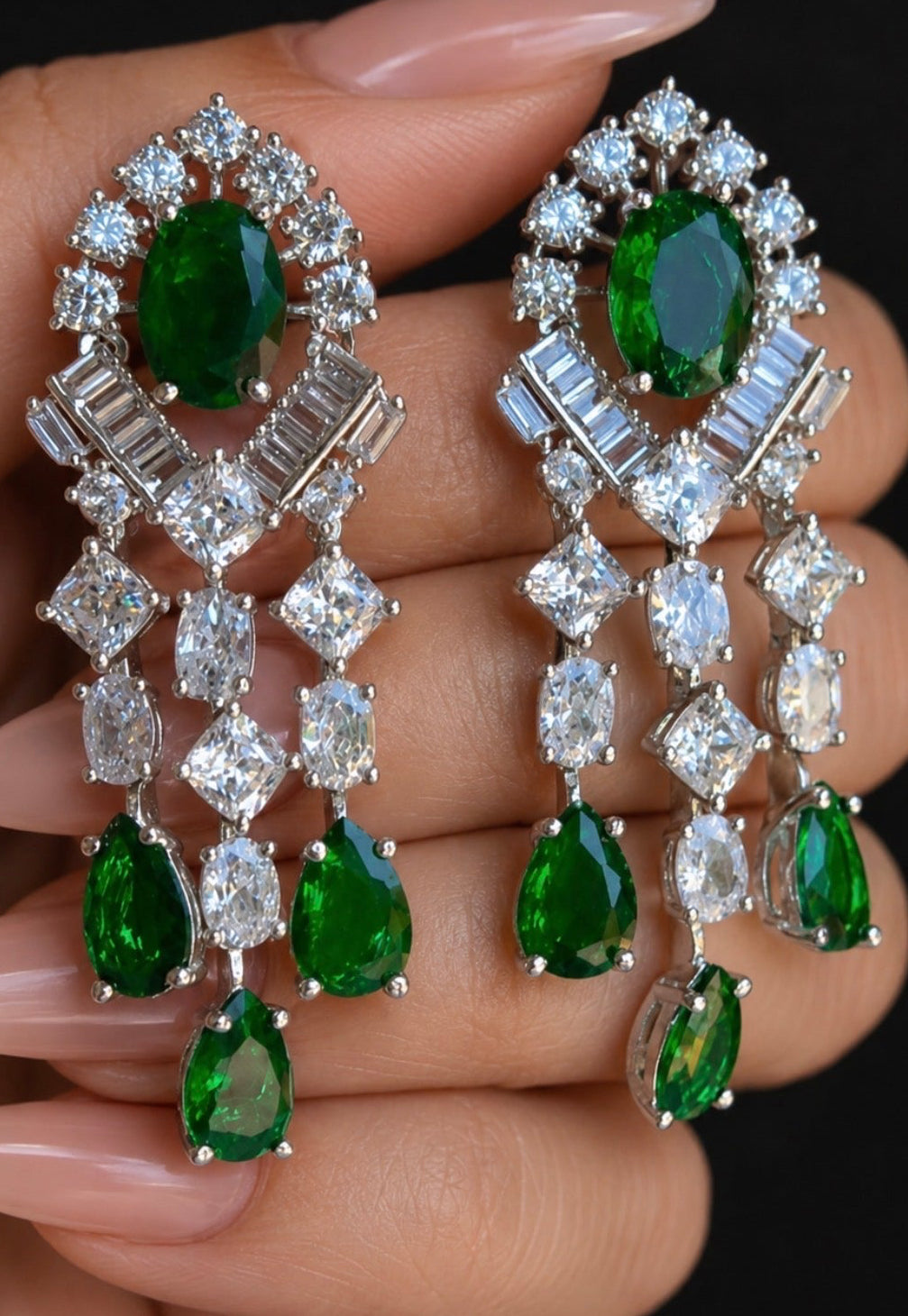Emerald Chandelier Drop Earrings