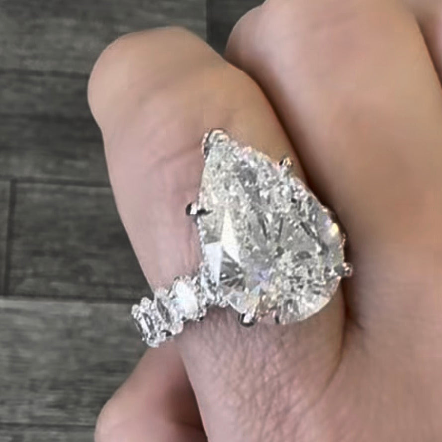 10ct Custom Oval/pear diamond engagement ring