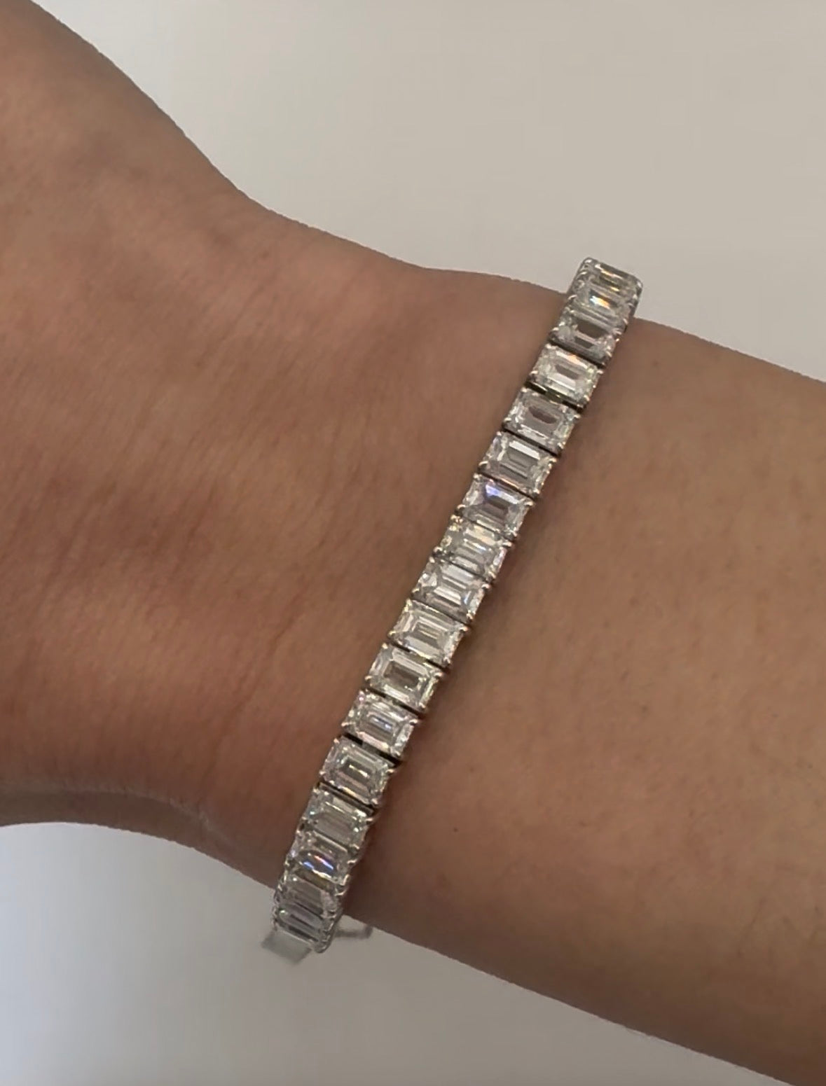 Lab grown emerald diamond tennis bracelet