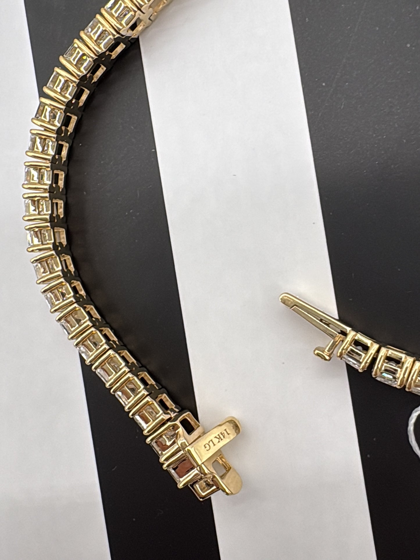 Lab grown emerald diamond tennis bracelet