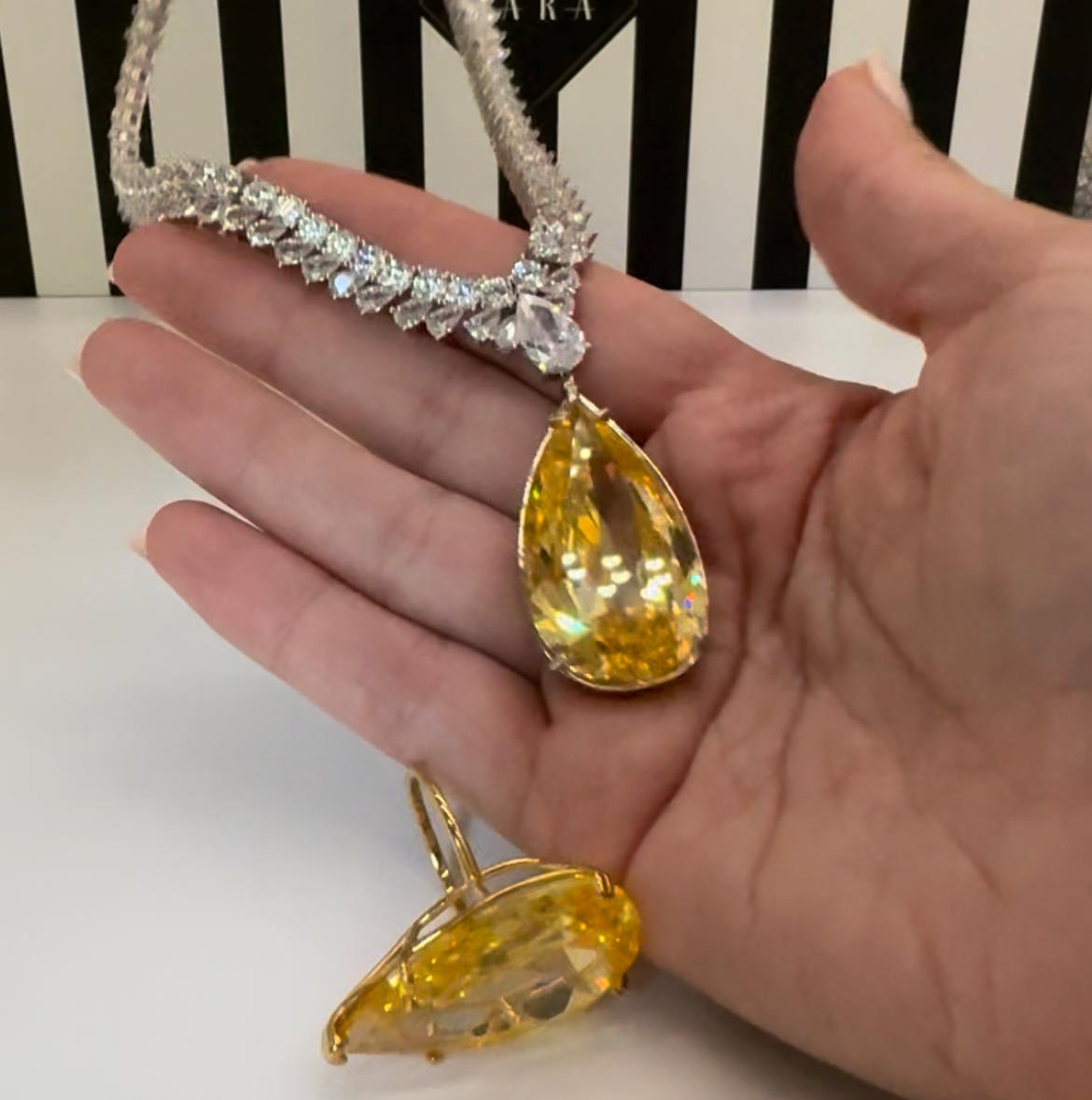 Canary Yellow Pear Statement Ring — Celebrity-Worn Original