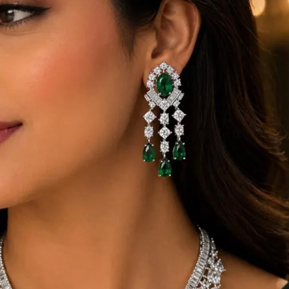 Emerald Chandelier Drop Earrings