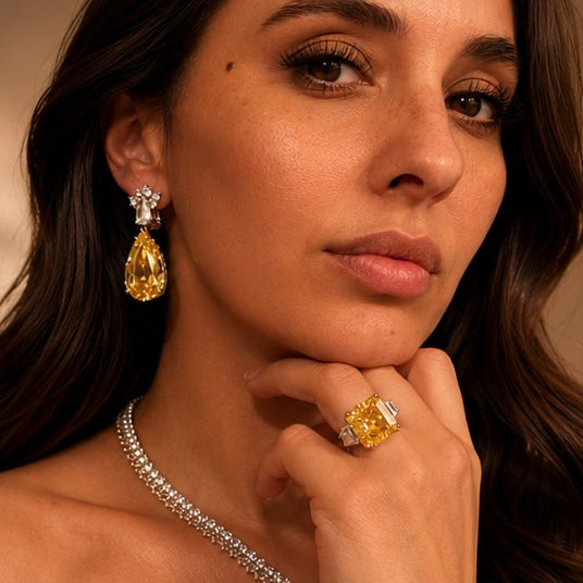 Canary Yellow 3 Stone Ring