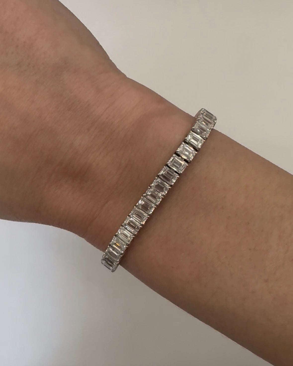 Lab grown emerald diamond tennis bracelet
