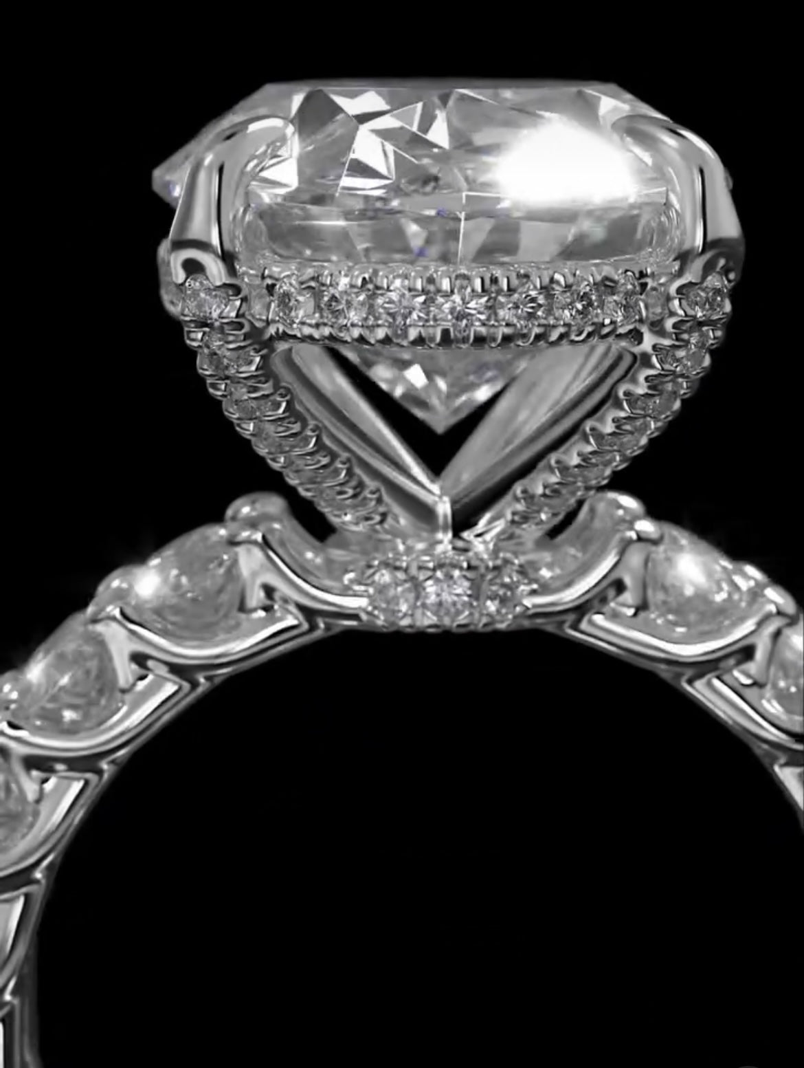 Custom Oval diamond engagement ring, 8ct center