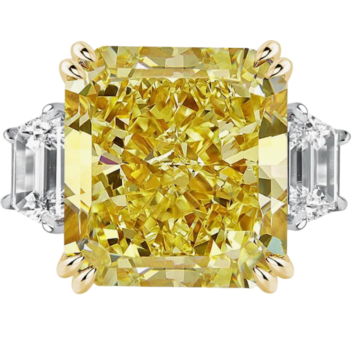 Canary Yellow 3 Stone Ring