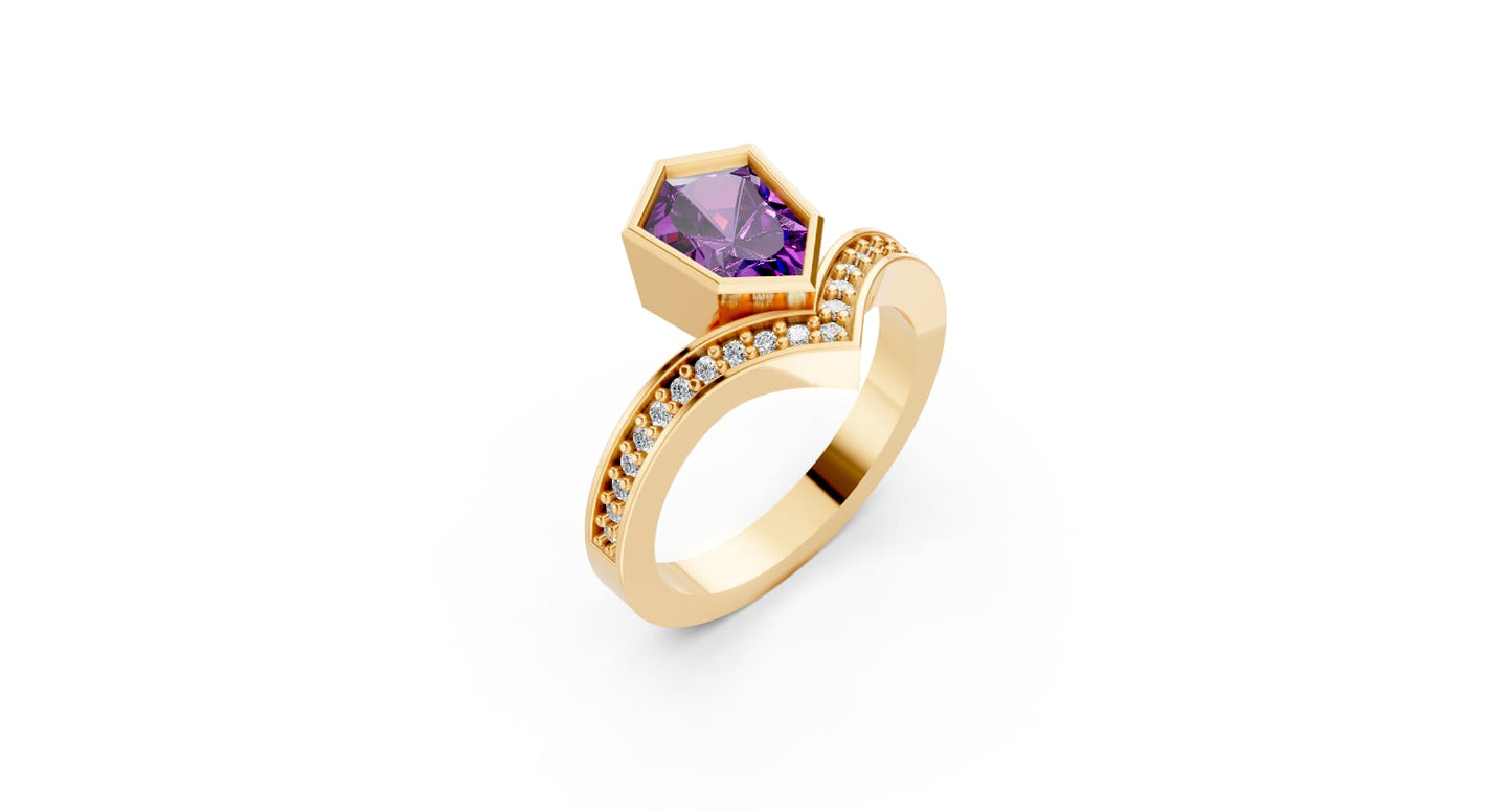 Custom amethyst ring (balance)