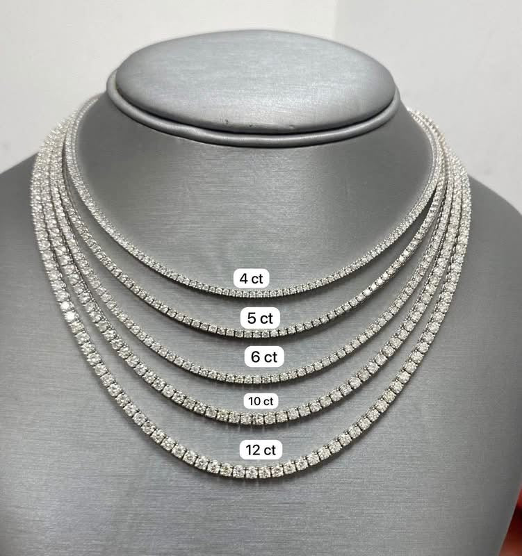 Natural diamond tennis necklace
