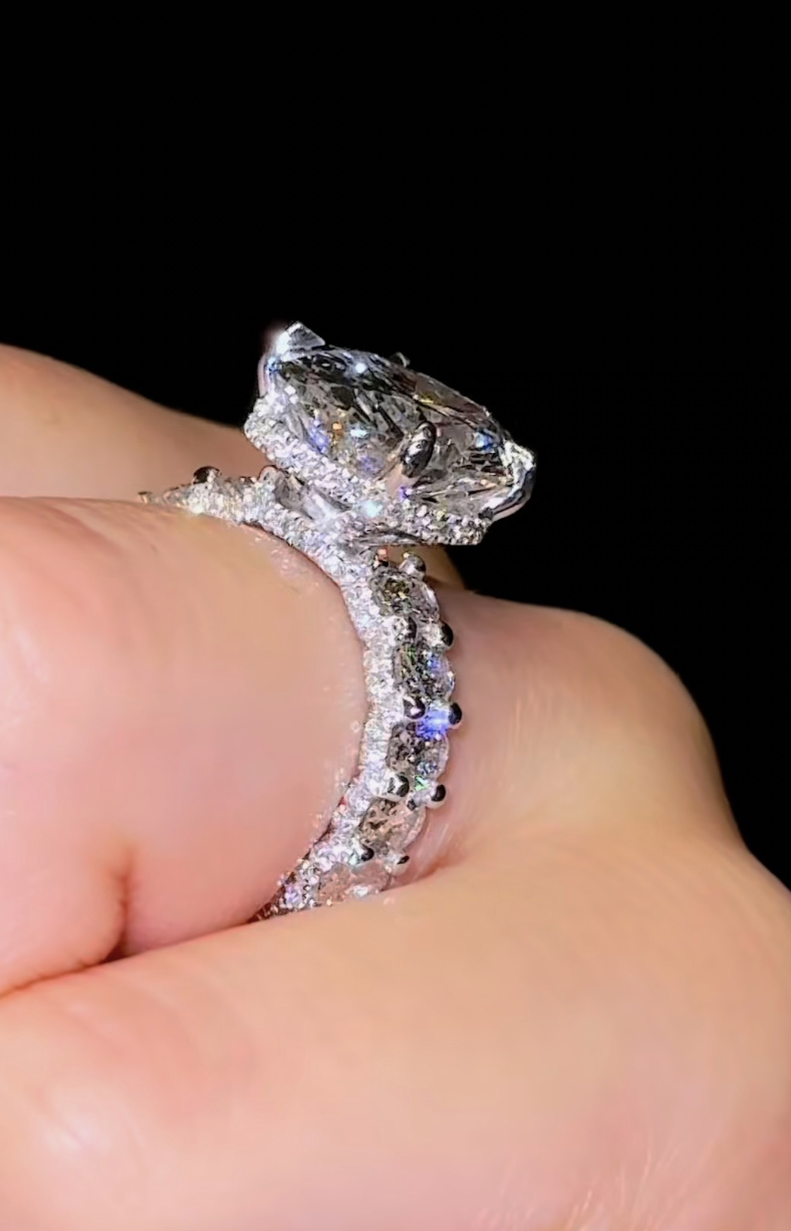 Custom made yellow gold radiant engagement ring