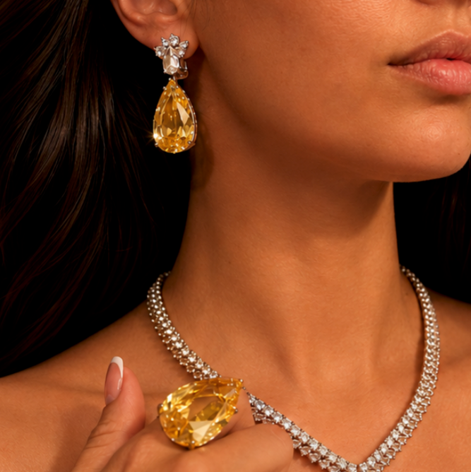 Canary Yellow Pear Statement Set
