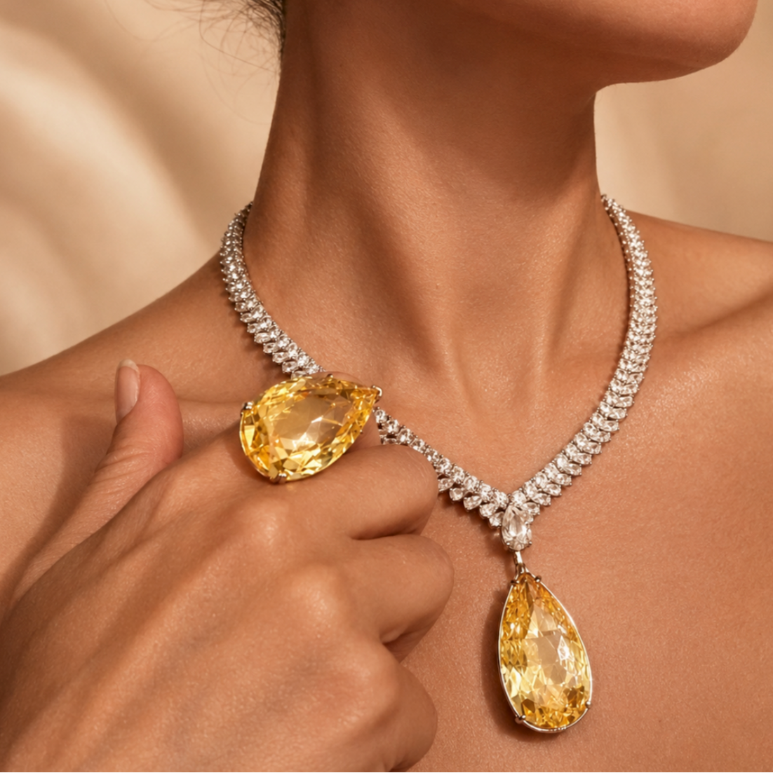Canary Yellow Pear Statement Set