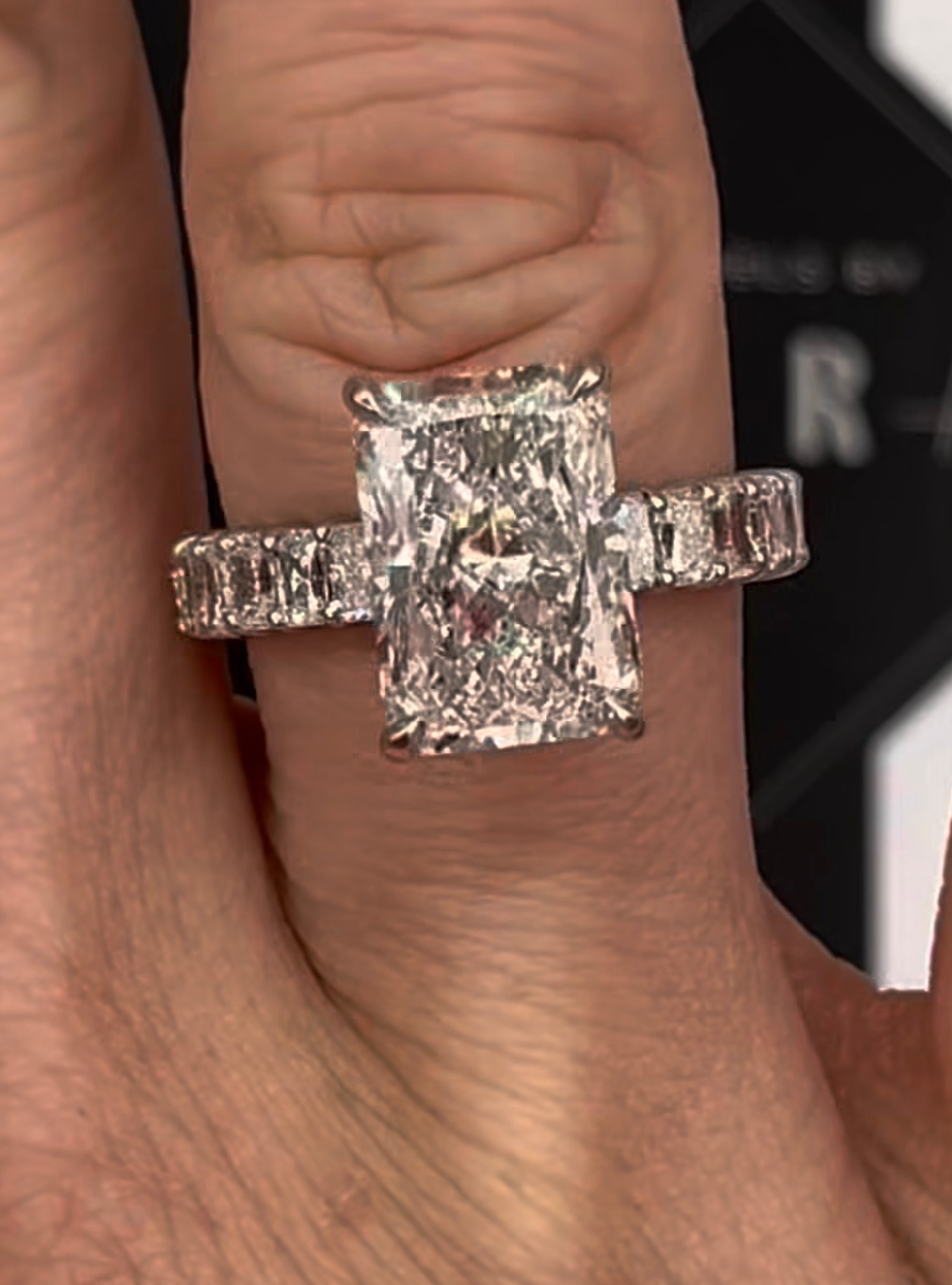 Radiant engagement ring